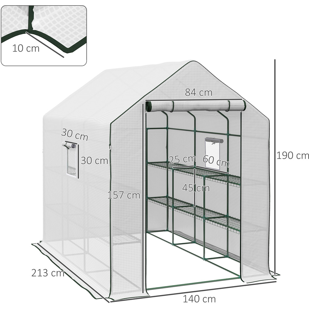 Outsunny White Plastic 4.5 x 7ft Walk In Mini Greenhouse Image 7