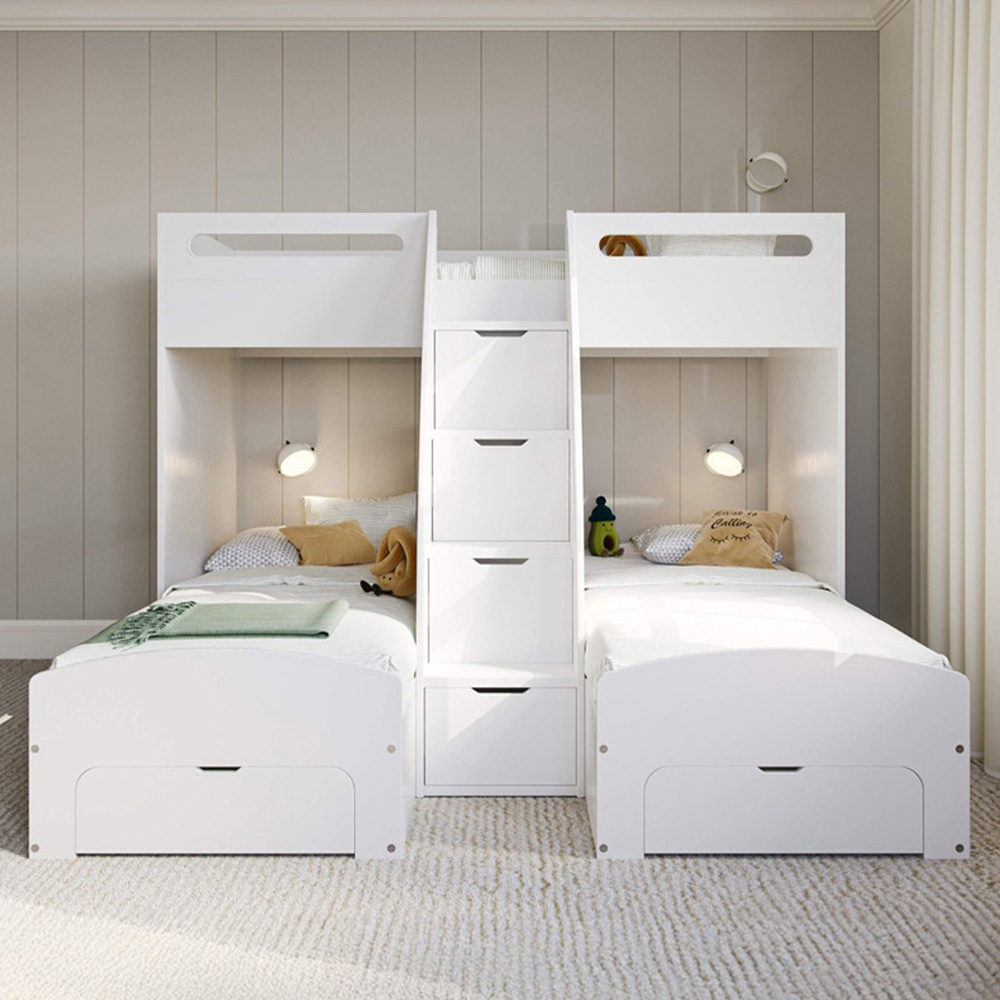 Flair Eddie White Triple Bunk Bed with Storage Image 4