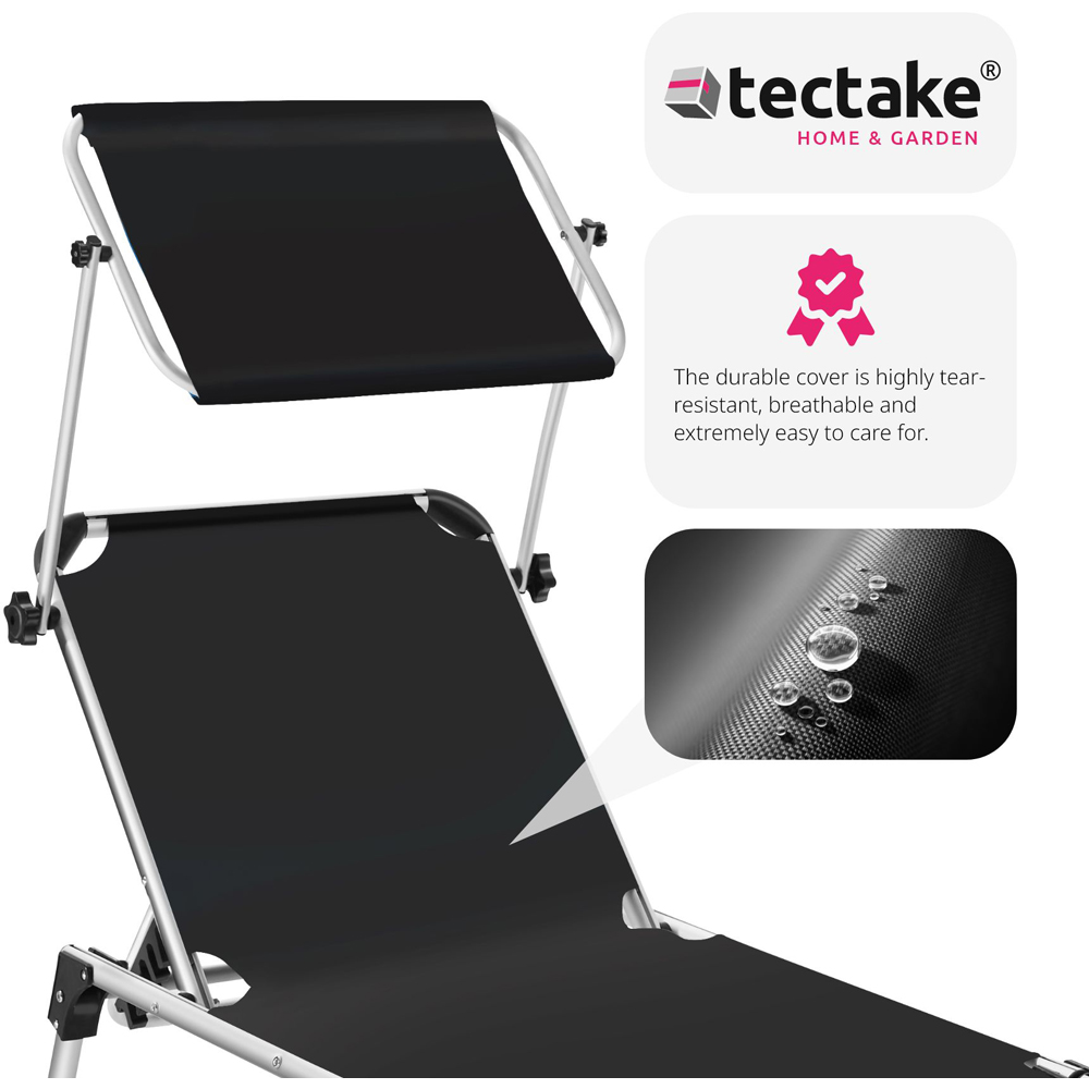 tectake Aurelie Black 6 Step Adjustable Backrest Sun Lounger Image 5