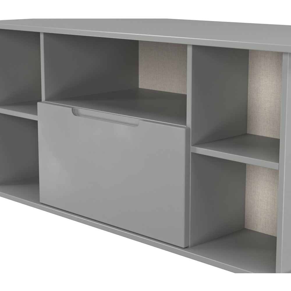 Crowndale Milan Single Drawer 5 Shelf Dusk Grey Corner TV Unit Ready Assembled Image 5