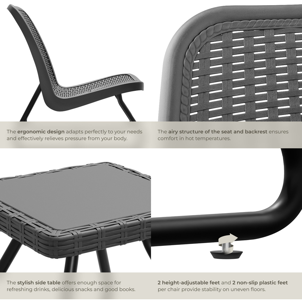 tectake Modica Rattan Look Bistro Set Image 4