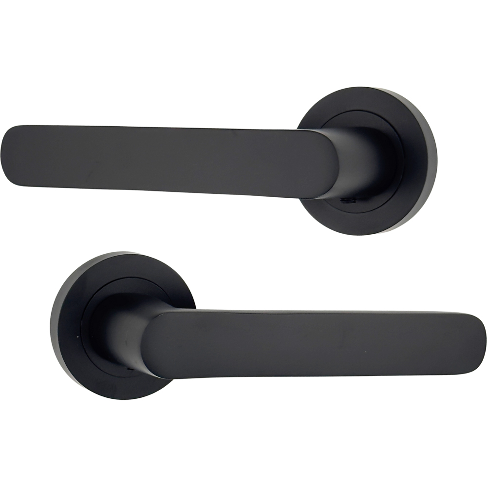 AXS Hardware Harlem Black Bathroom Door Handles on Rose 4 Pack Image 3