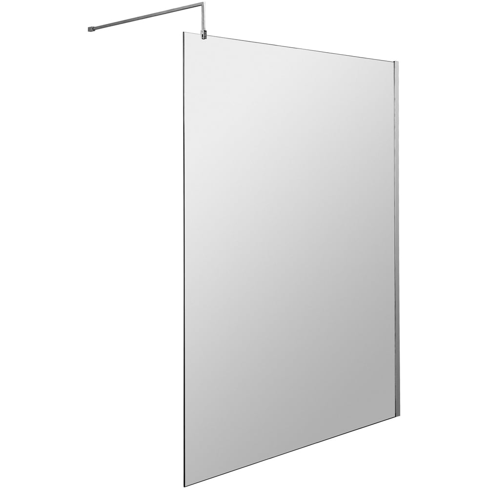 nuie Polished Chrome Wetroom Screen and Support Bar 1400mm Image 1