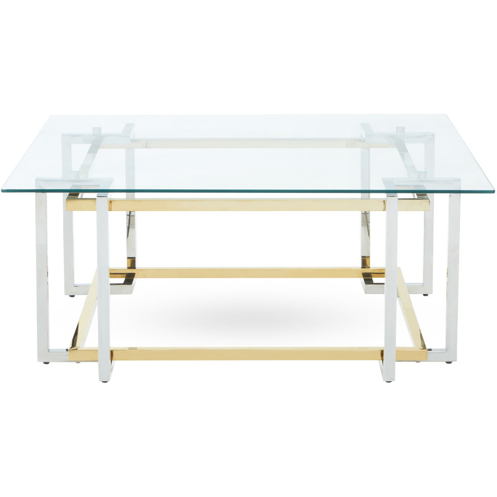 Premier Housewares Elino Gold and Silver Glass Top Coffee Table Image 2
