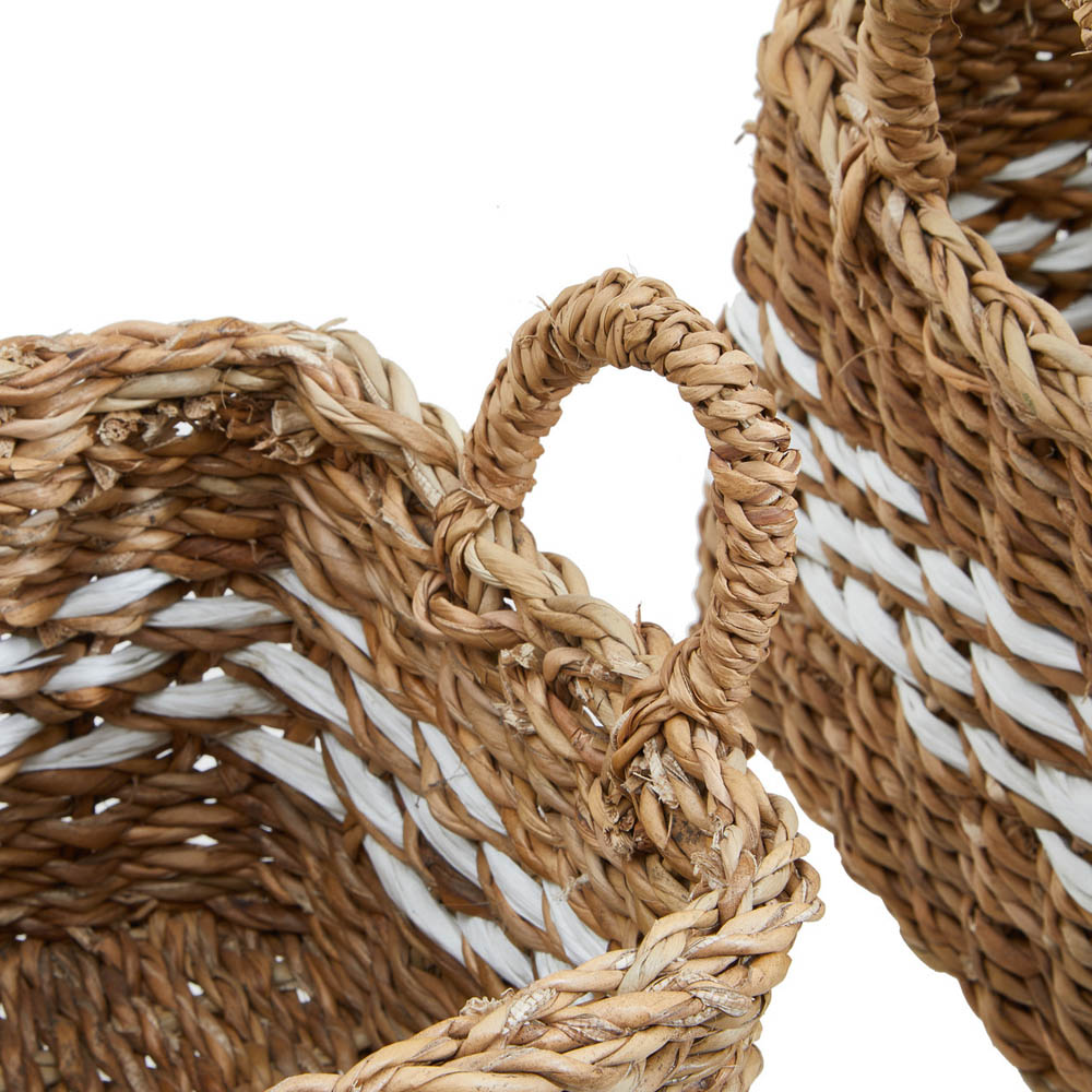Premier Housewares Natural and Black Square Seagrass Basket 2 Pack Image 6