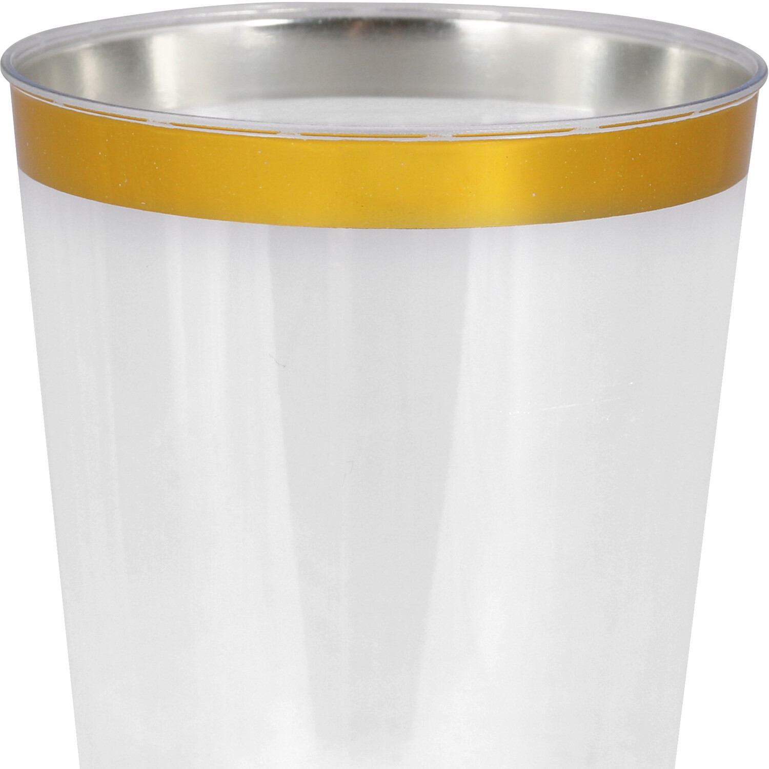 Pack of 8 Gold Rim Plastic Cups - Gold Image 3