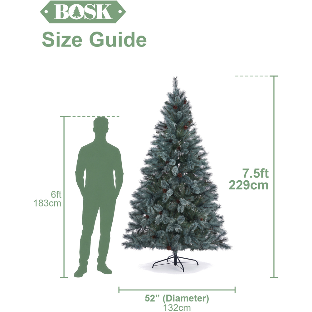Bosk Heartwood Blue Pine Artificial Christmas Tree with Cones 7.5ft Image 8
