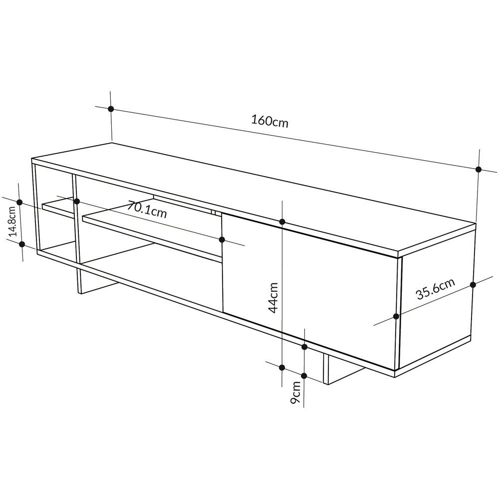 Decortie Stockton Single Door 4 Shelf Oak and Anthracite Grey TV Stand Image 7
