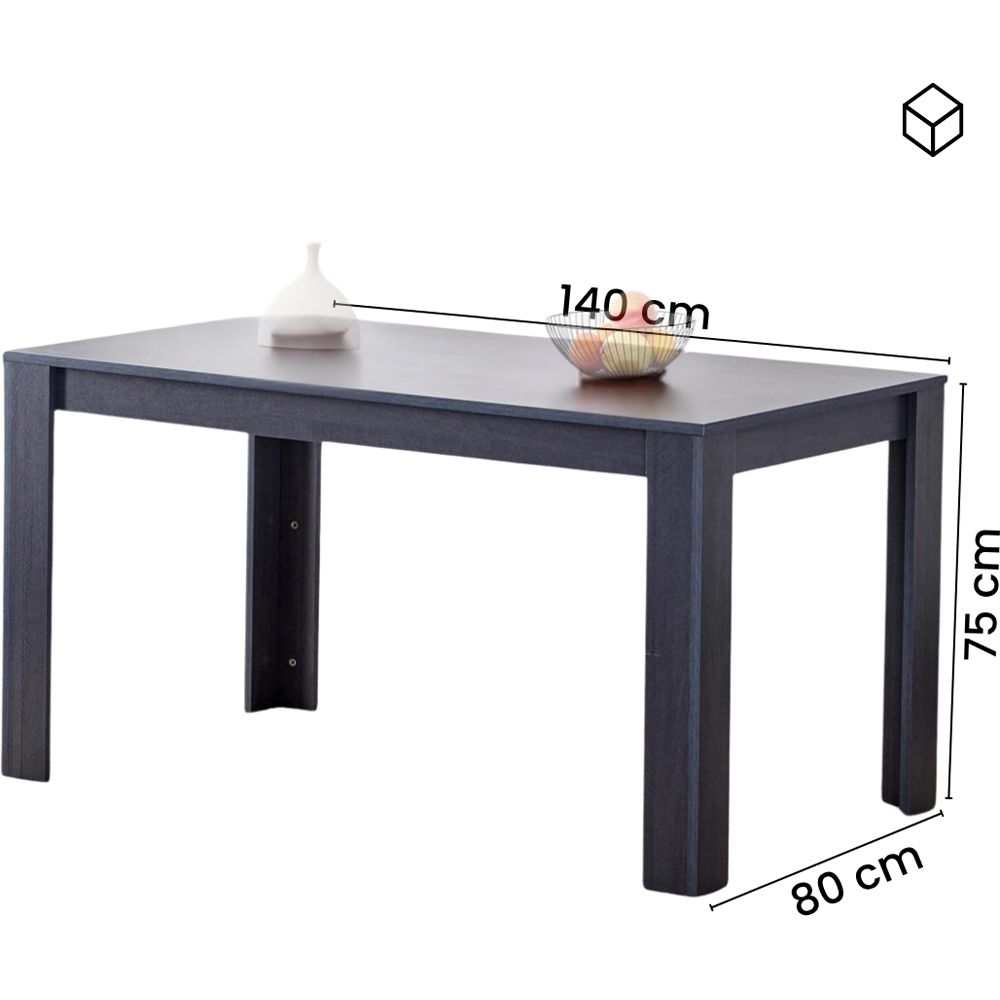 Portland 6 Seater Dining Set Dark Grey and Black Image 5