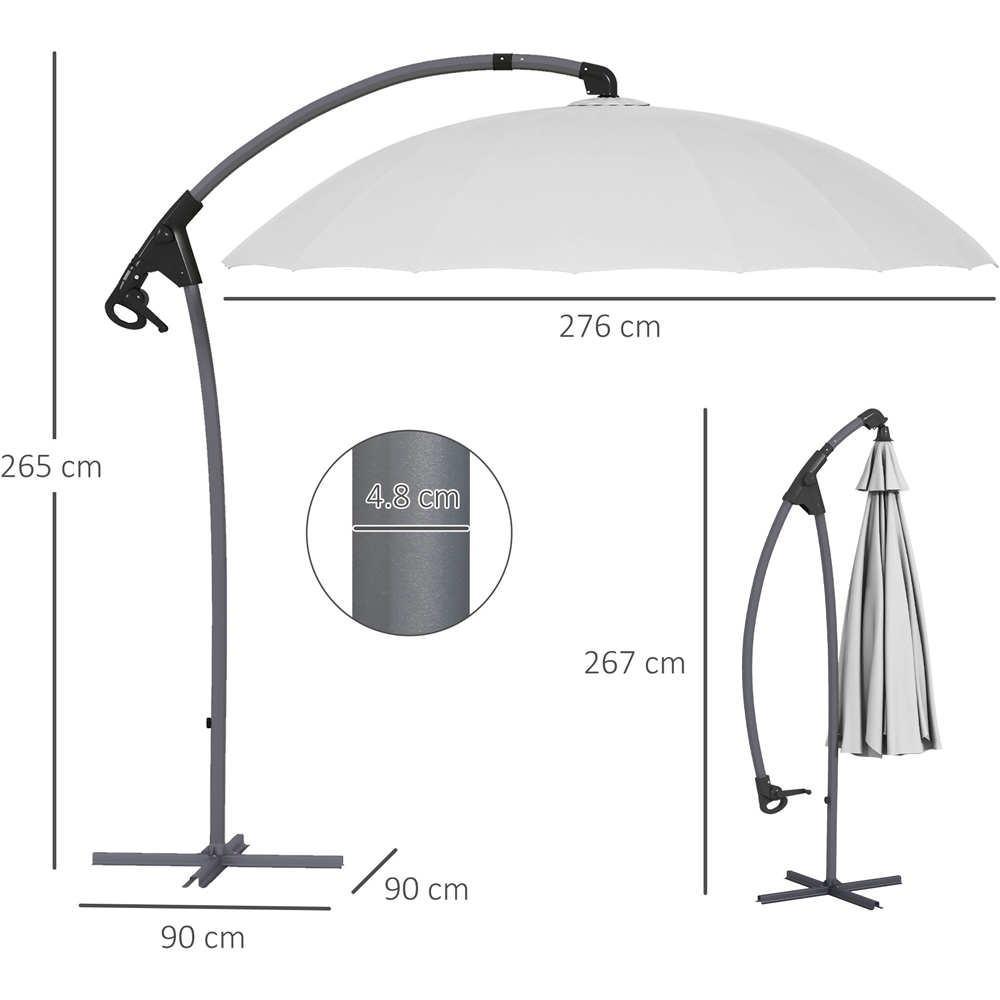 Outsunny Grey Cantilever Parasol with Cross Base 2.7m Image 7