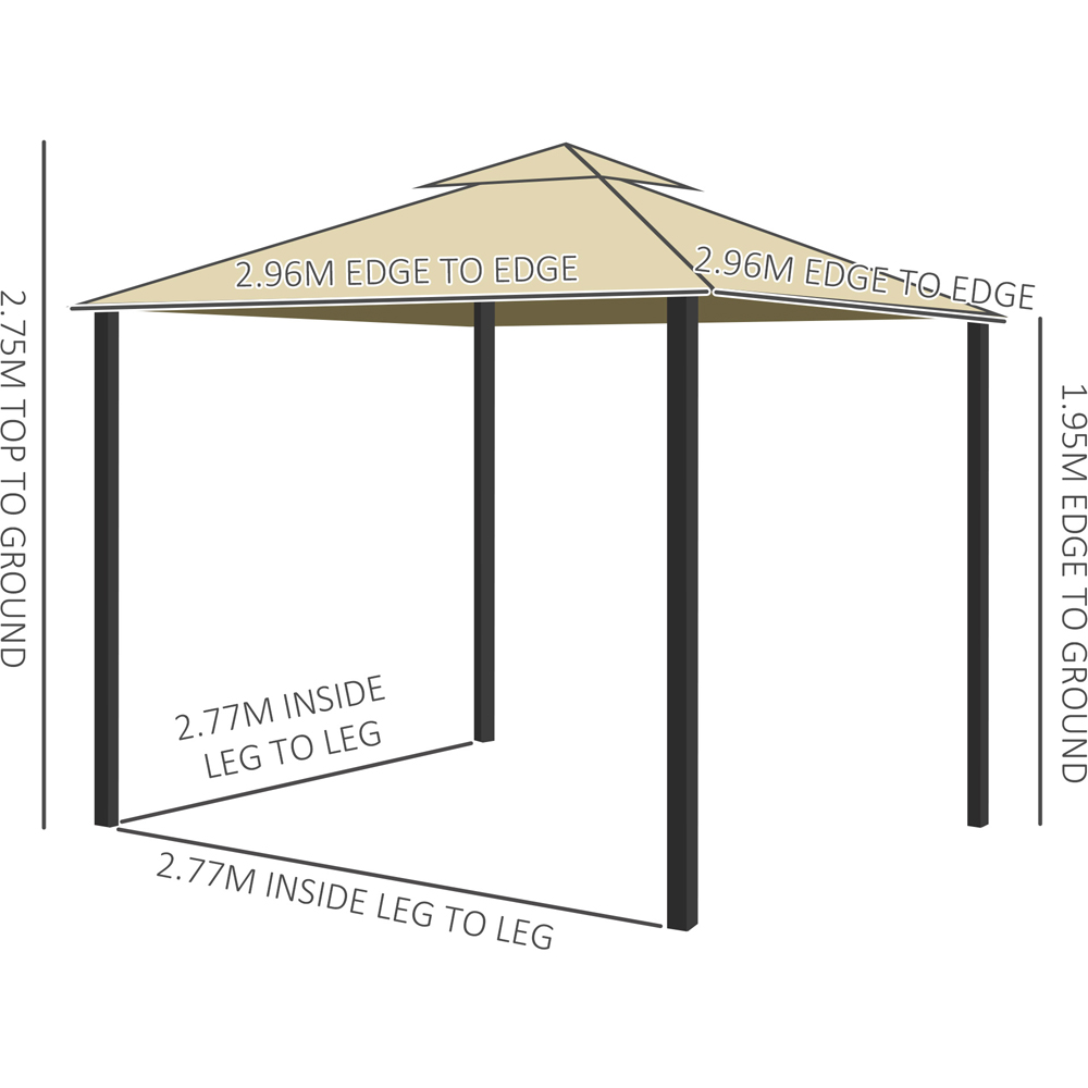 Outsunny 3.3 x 3.3m 2-Tier Beige Gazebo Shelter Tent Image 9