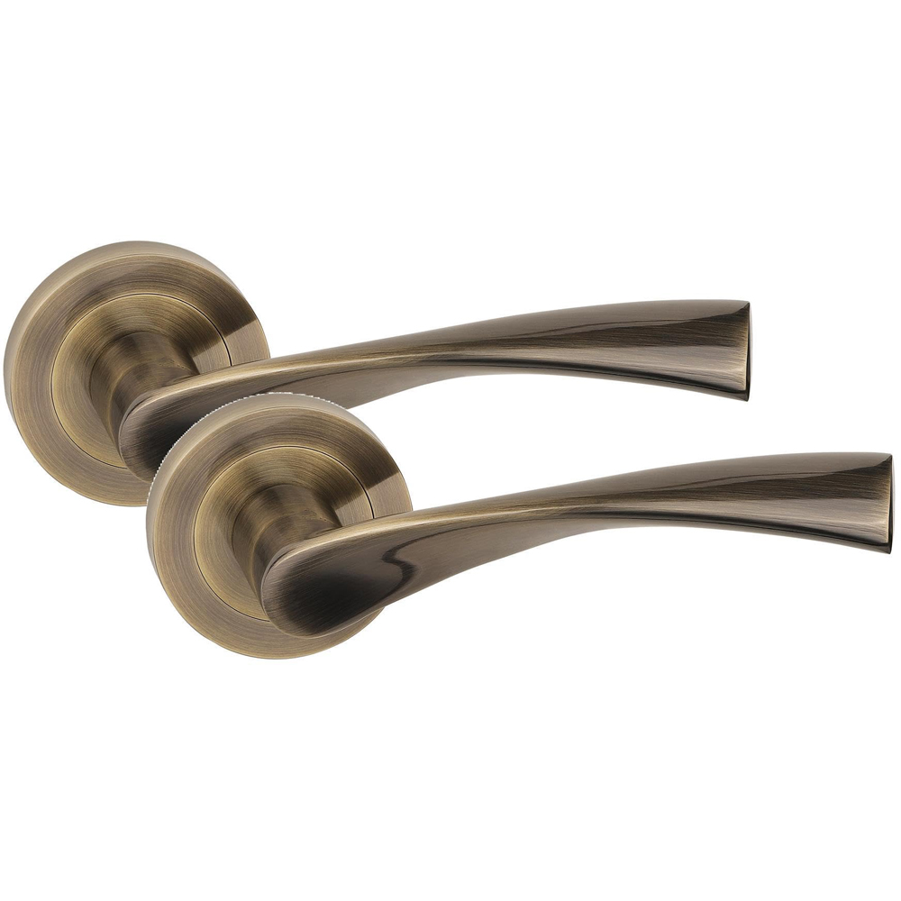 Golden Grace Antique Brass Astrid 3 Lever Classic Door Handle Set with Lock and Key Hole Image 3