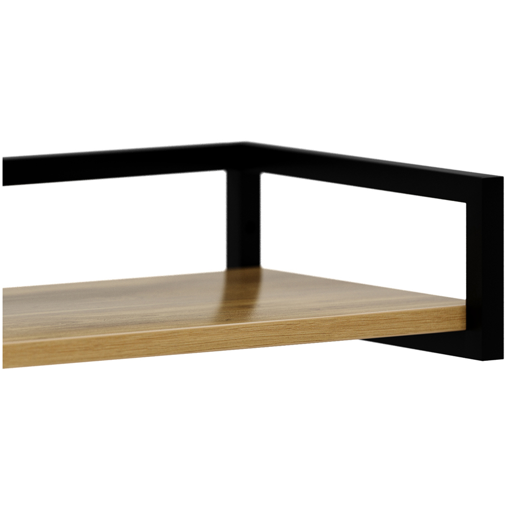 Homebase Mango Wood Effect Black Steel Frame Industrial Wall Shelf 2 Pack Image 6