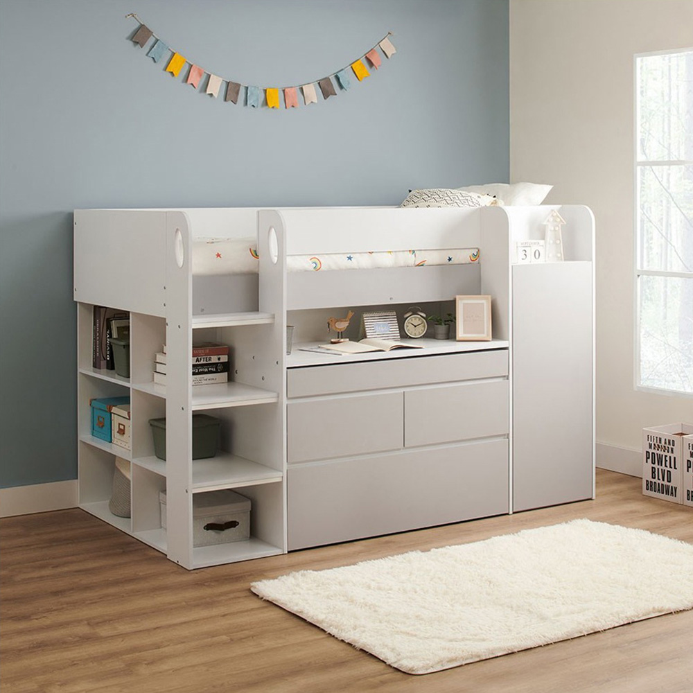 Flair Bailey Single Kids Cabin Bed with Pull Out Desk Wardrobe and Storage Shelves Image 4