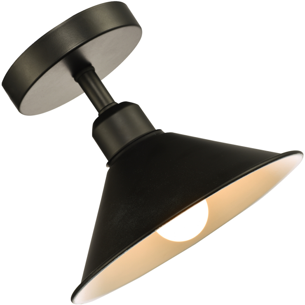 Happy Homewares Industrial Retro Mat Black Cone Shaped Round Shade Image 4