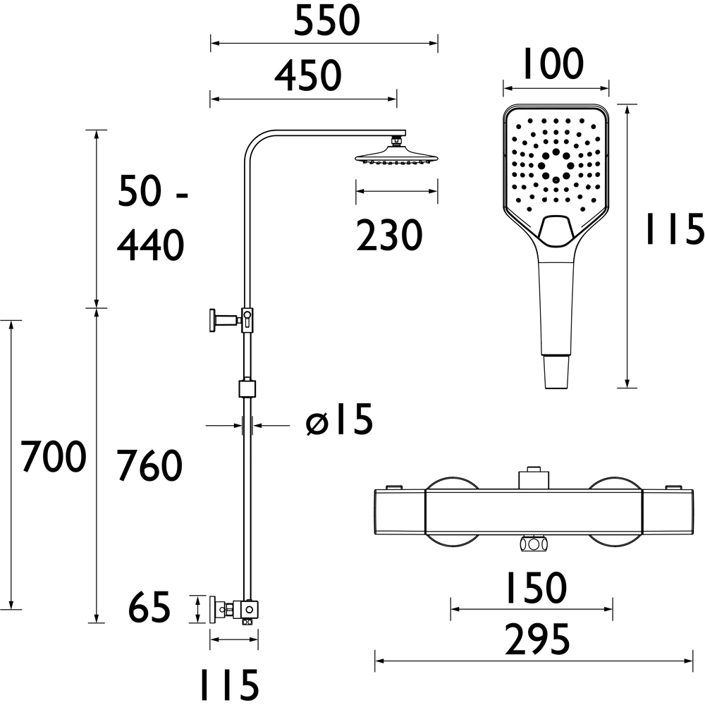 Bristan Craze Cool Touch Chrome Thermostatic Waterfall Bar Mixer Shower with Handset Image 9