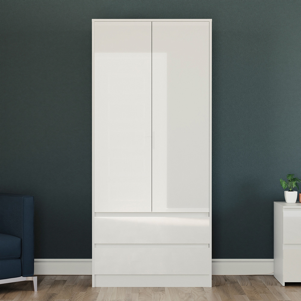 Vida Designs Glinton 2 Door 2 Drawer White Wardrobe Image 3