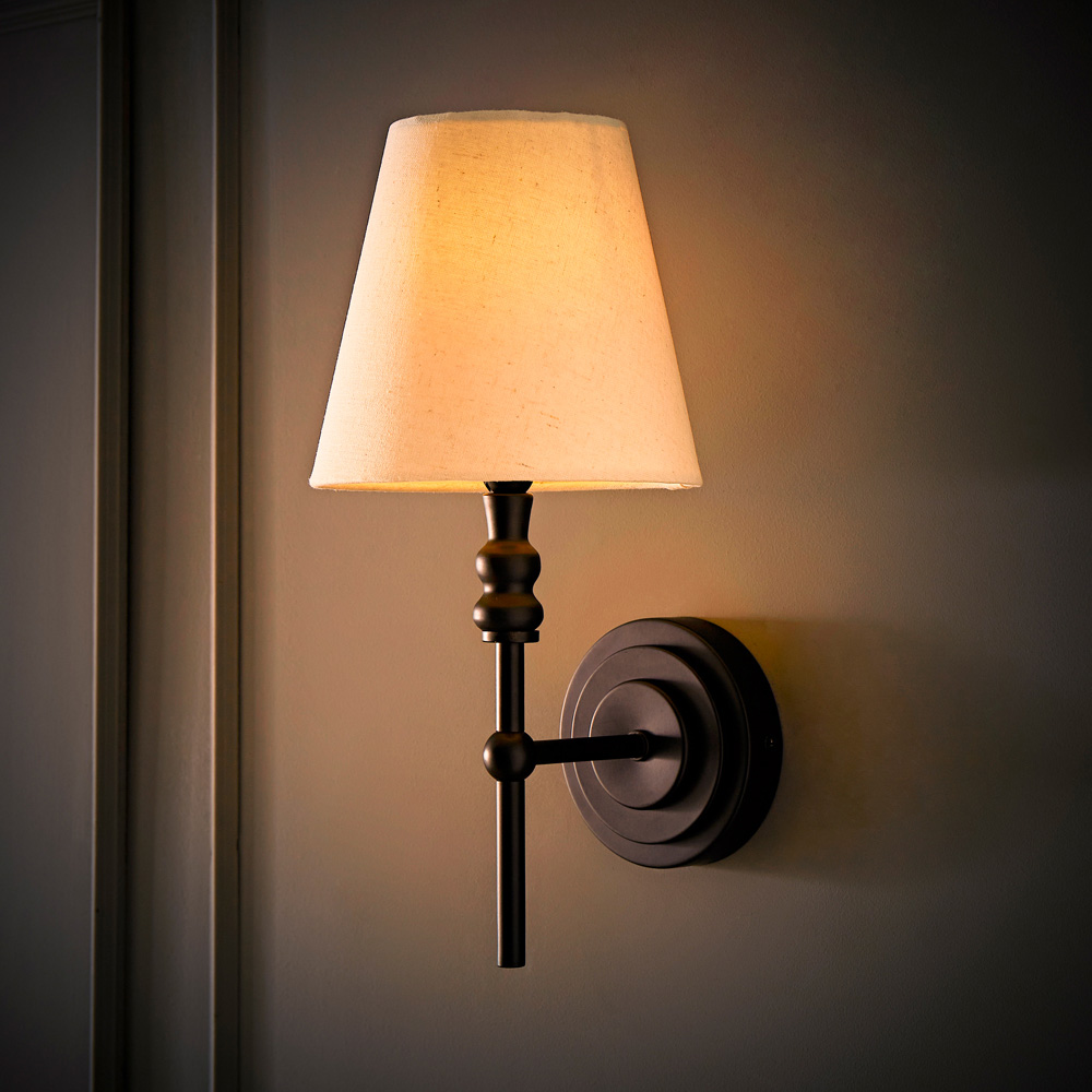 ValueLights Maggie Black Candlestick Wall Lights with Shade and Bulb 2 Pack Image 2