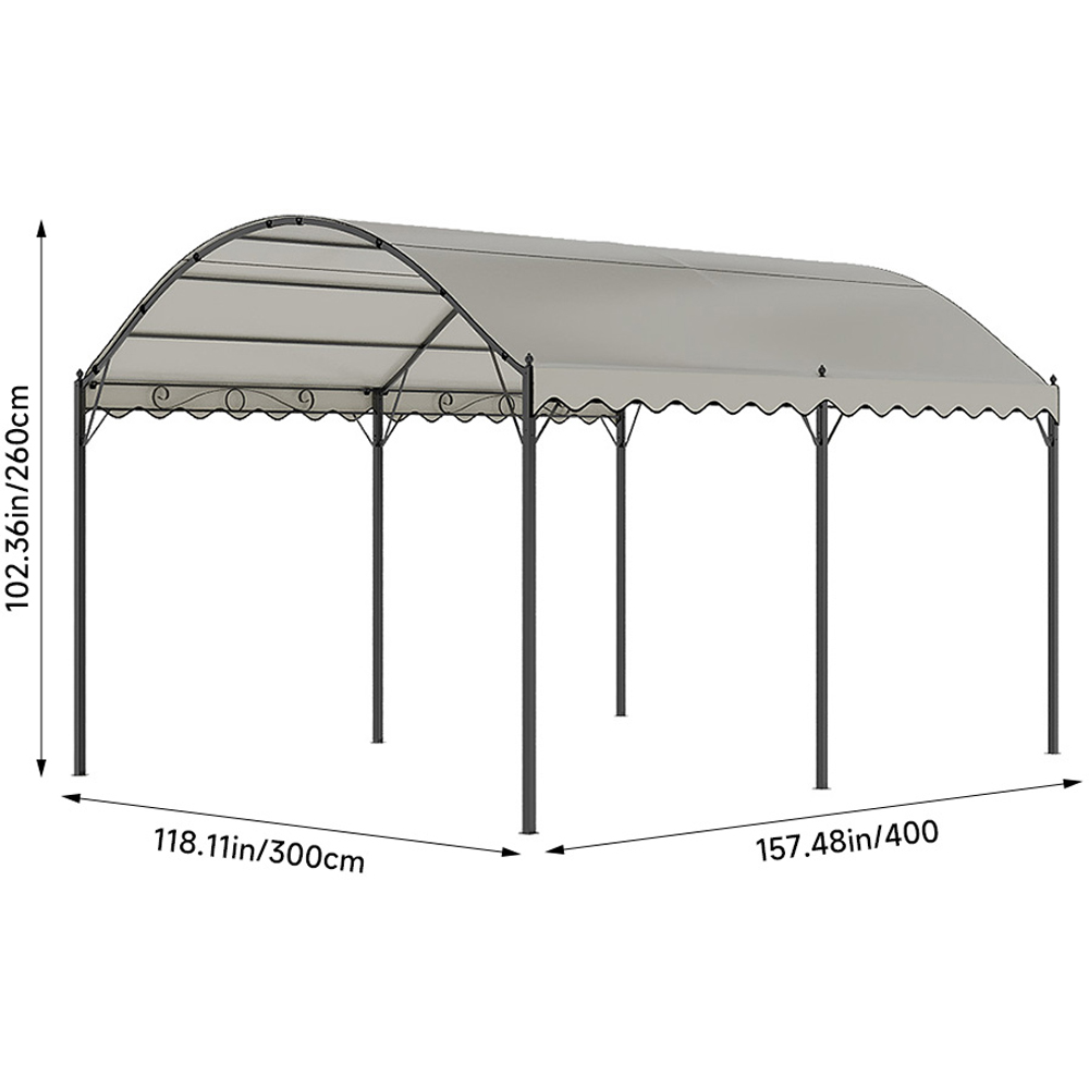 Living and Home Black Metal Outdoor Arched Pergola with Canopy 3 x 4m Image 7