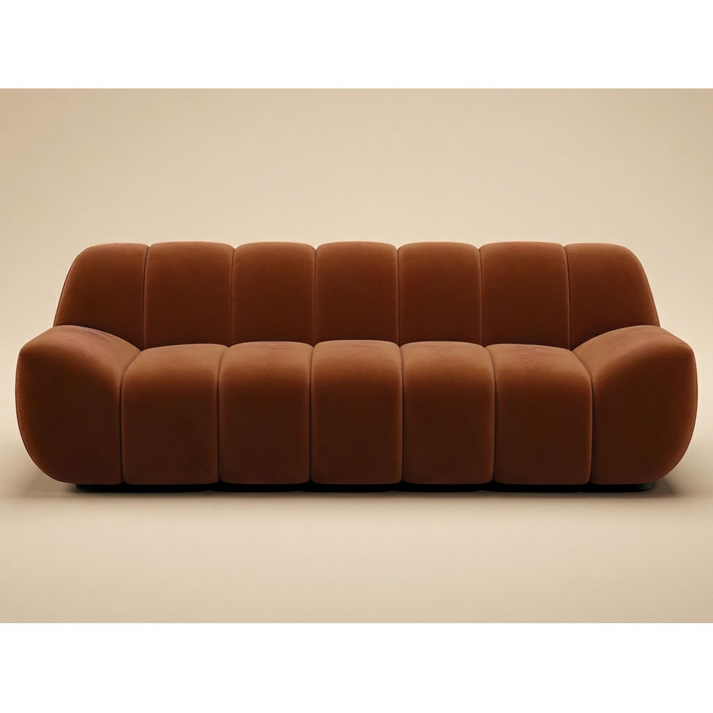 SOLACE+CO Macy Burnt Orange Velvet Large 3 Seater Sofa Image 3