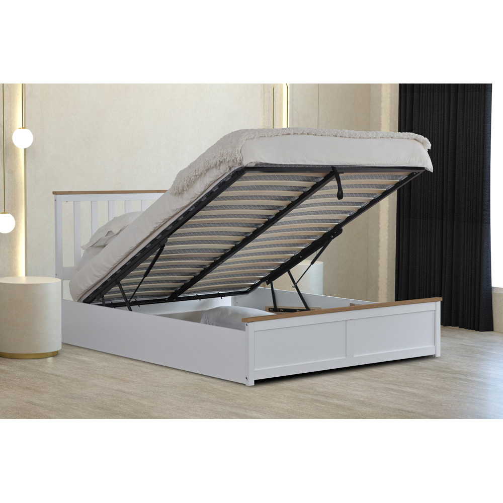 Comfy Living Double White Gas Lift Ottoman Bed Image 5