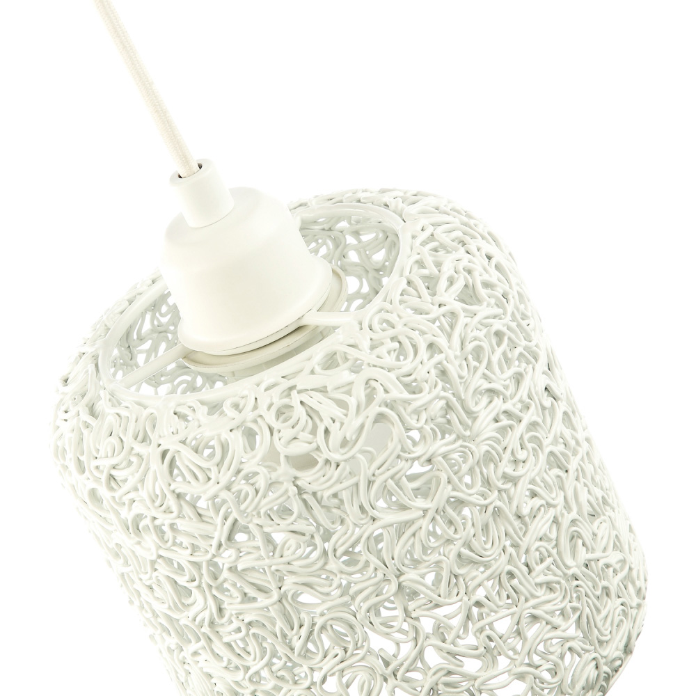 Happy Homewares Industrial Retro Style Twisted Wire Mesh Metal White Gloss Pendant Shade Image 5