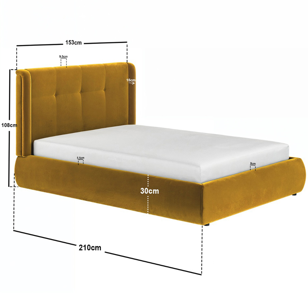 Solace+Co Monte Double Gold Velvet Ottoman Bed with Winged Button Headboard Image 8
