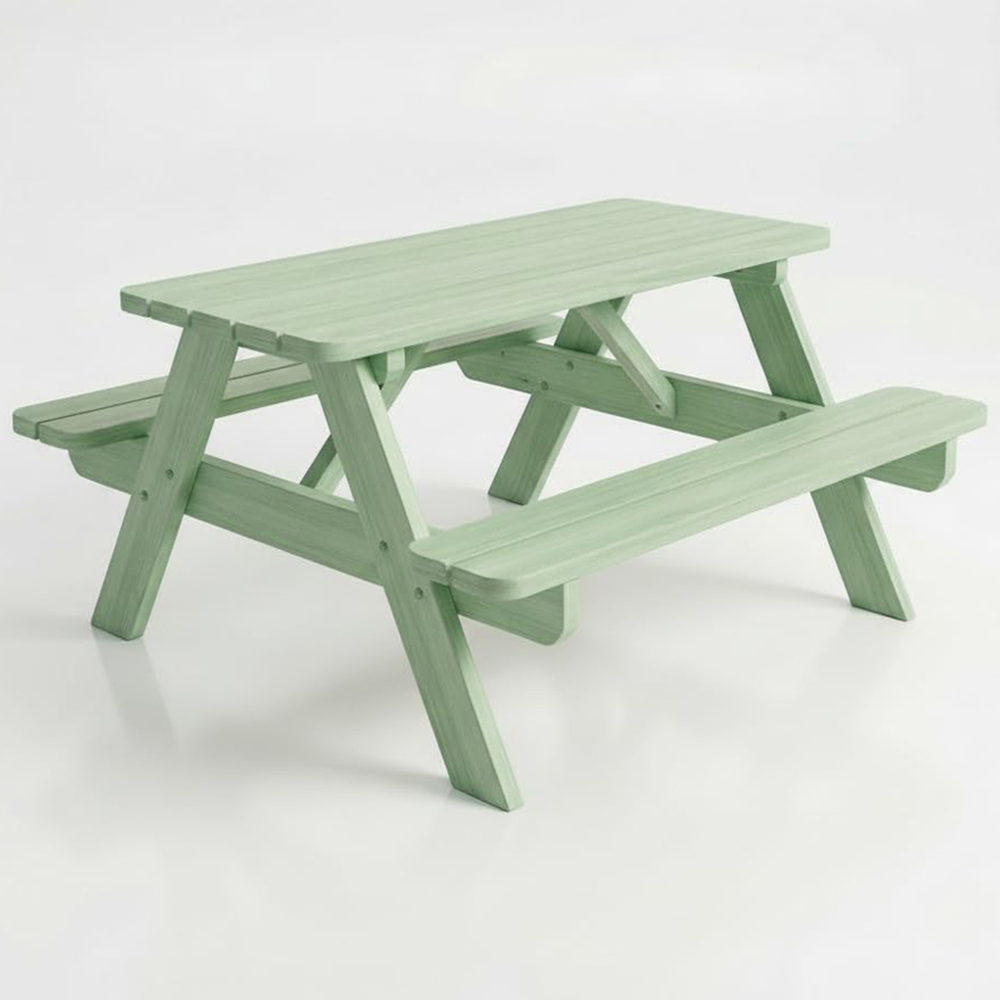 AMATA Children's Pastel Green Classic Wooden Picnic Table Image 2