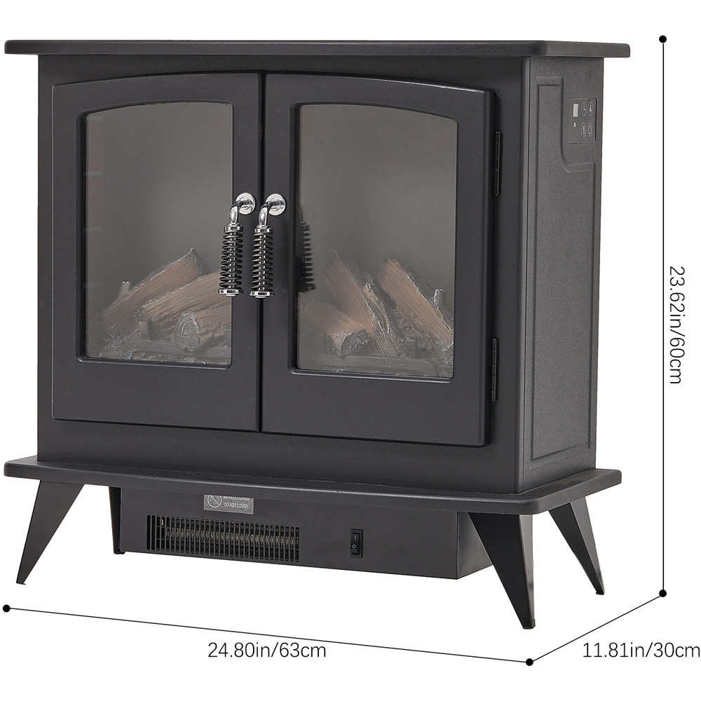 Living and Home Black Freestanding Electric Fireplace Heater Image 8