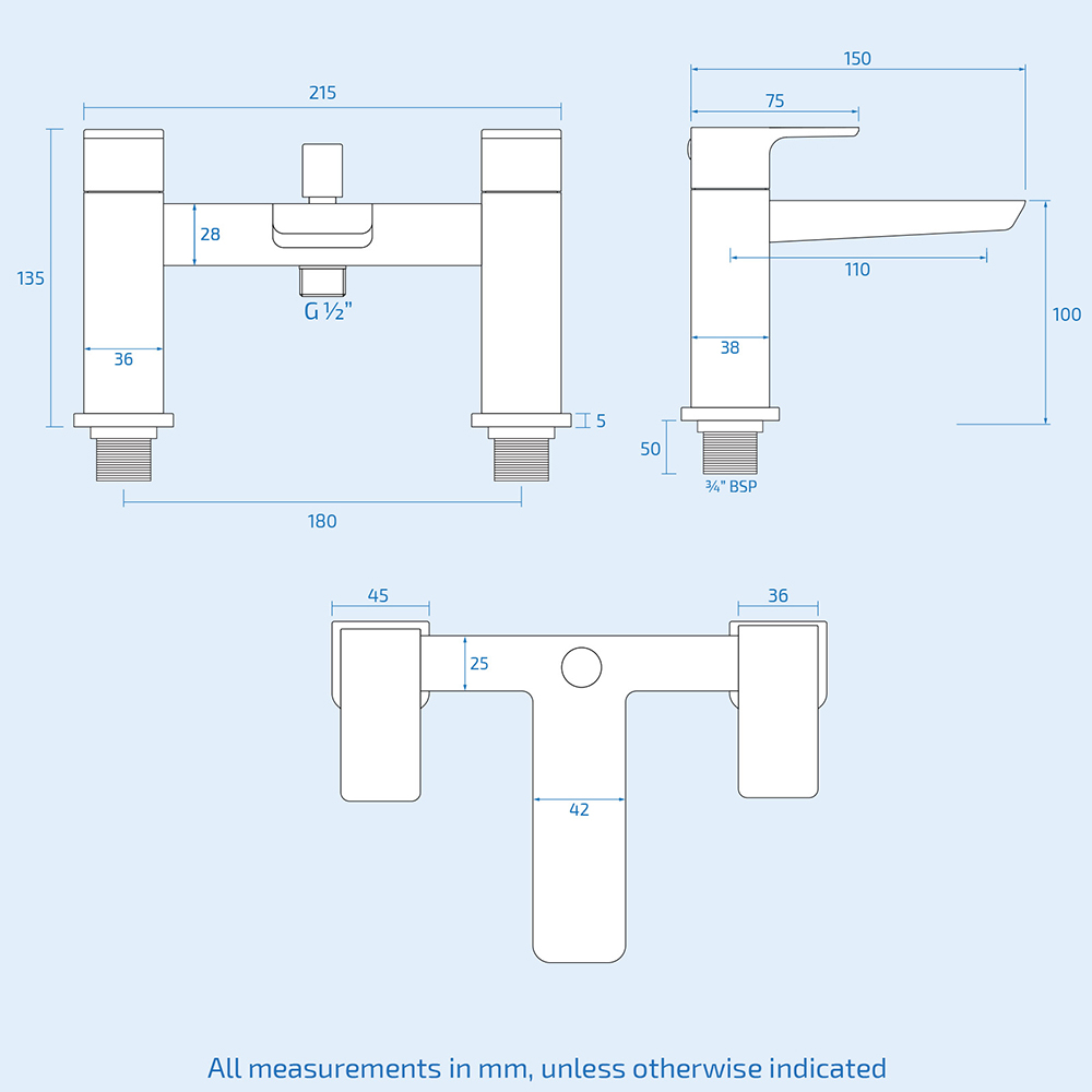 Nes Home Astra Modern Matte Black Bath Shower Mixer Tap with Handheld Kit Image 3