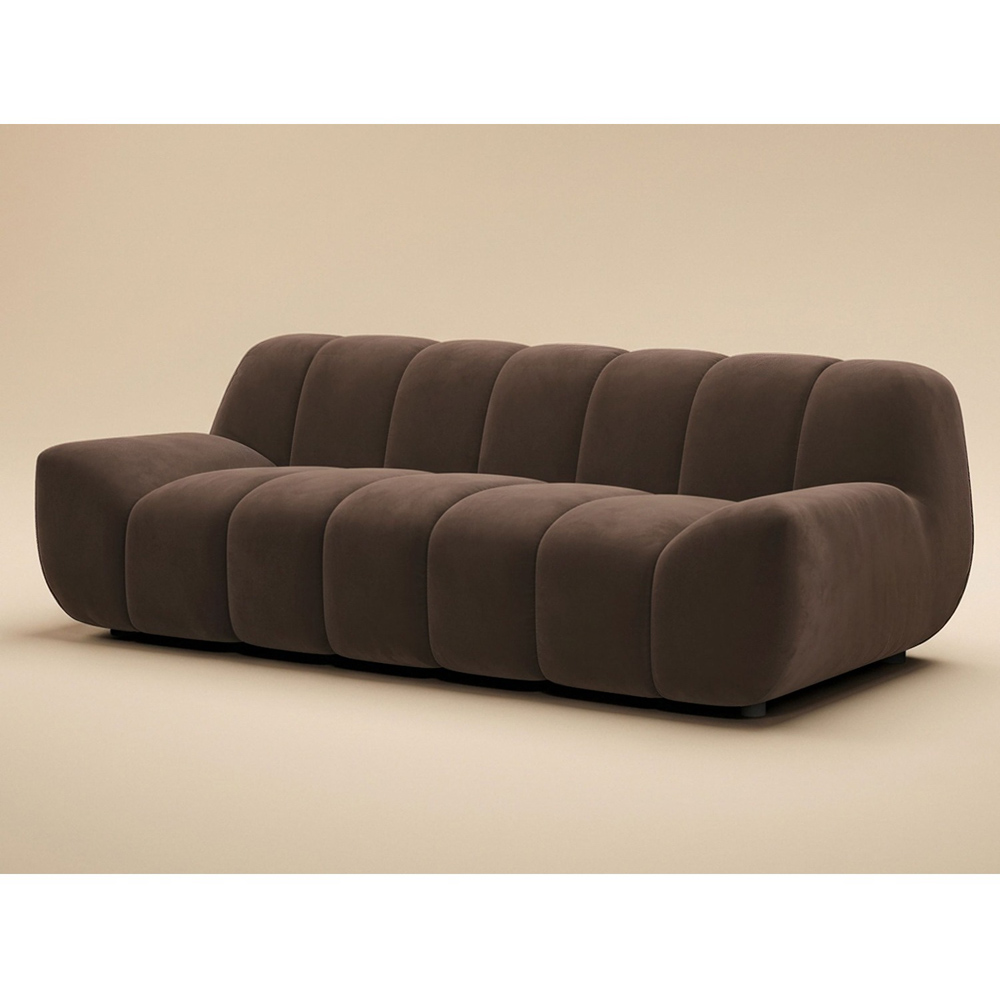 SOLACE+CO Macy Brown Velvet Large 3 Seater Sofa Image 2