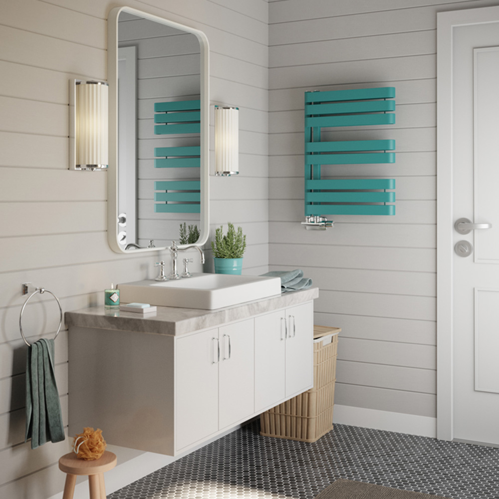 Terma Warp S Matt Teal Heated Towel Rail 1535 BTU 655 x 500mm Image 6
