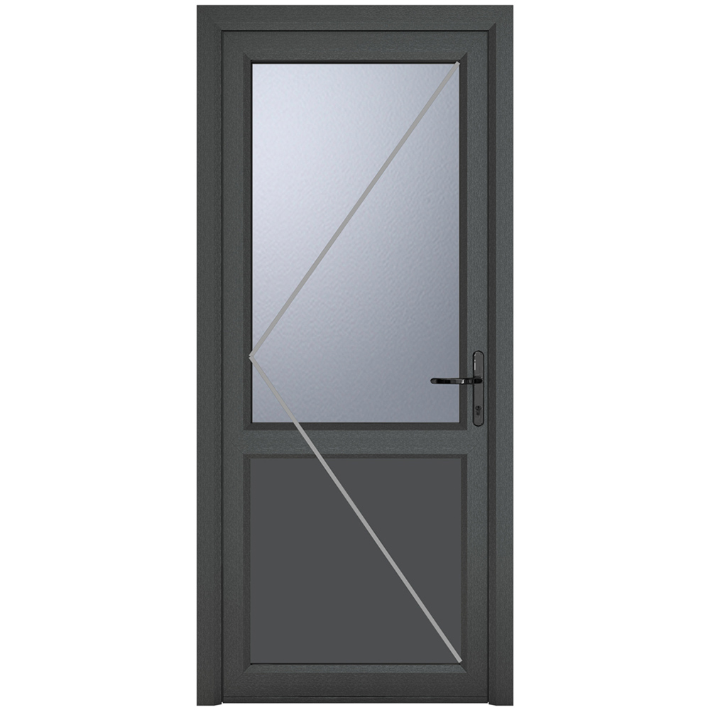 Crystal uPVC Triple Glazed Door Half Glass Half panel Left hand Grey White Obscure Glass 920x2090mm Image 2