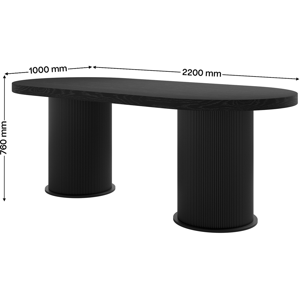 LPD Home Rina Black 6 Seater Cylindrical Base Dining Table Image 7