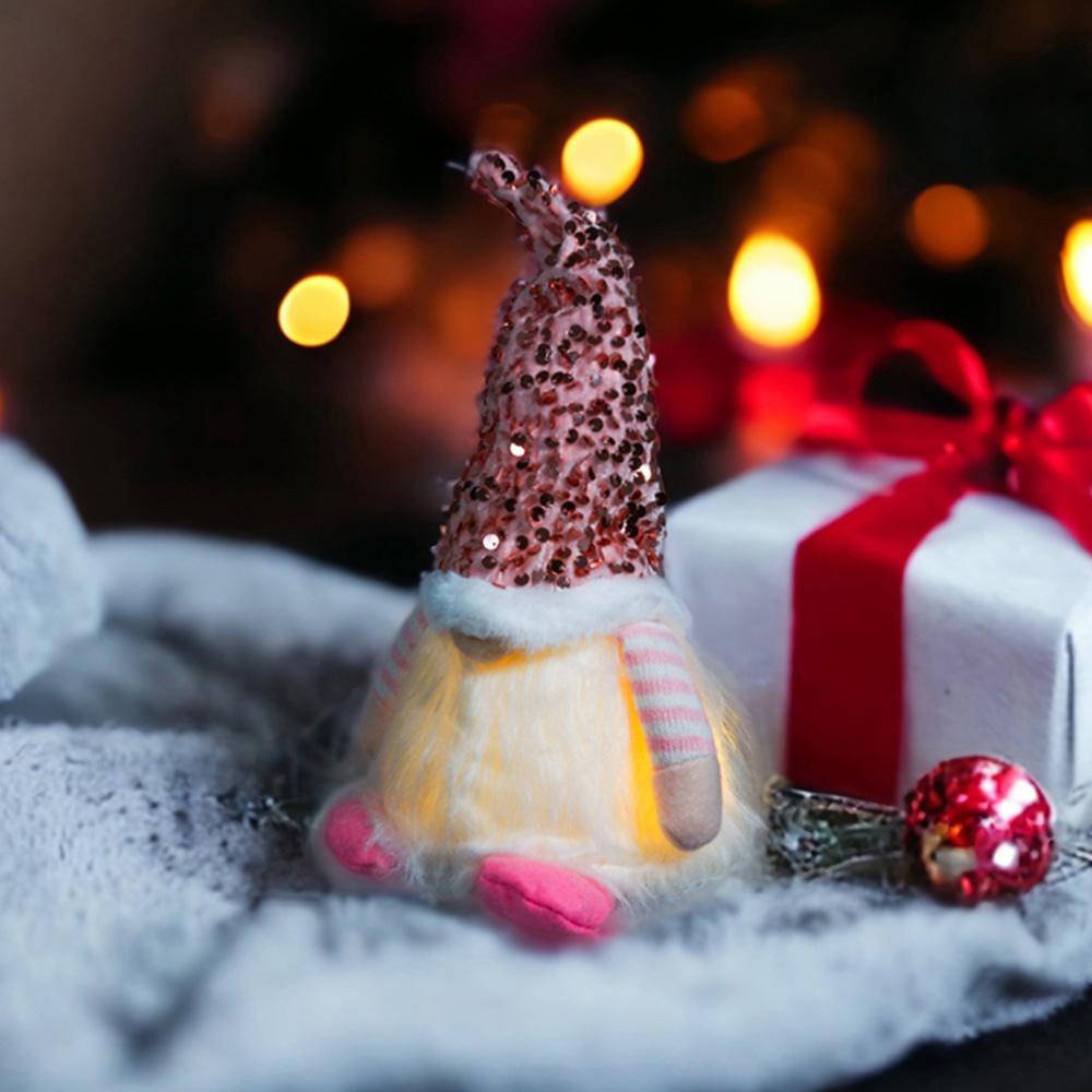 Xmas Haus Pink Sparkly Light Up Festive Gonk Decoration Image 4