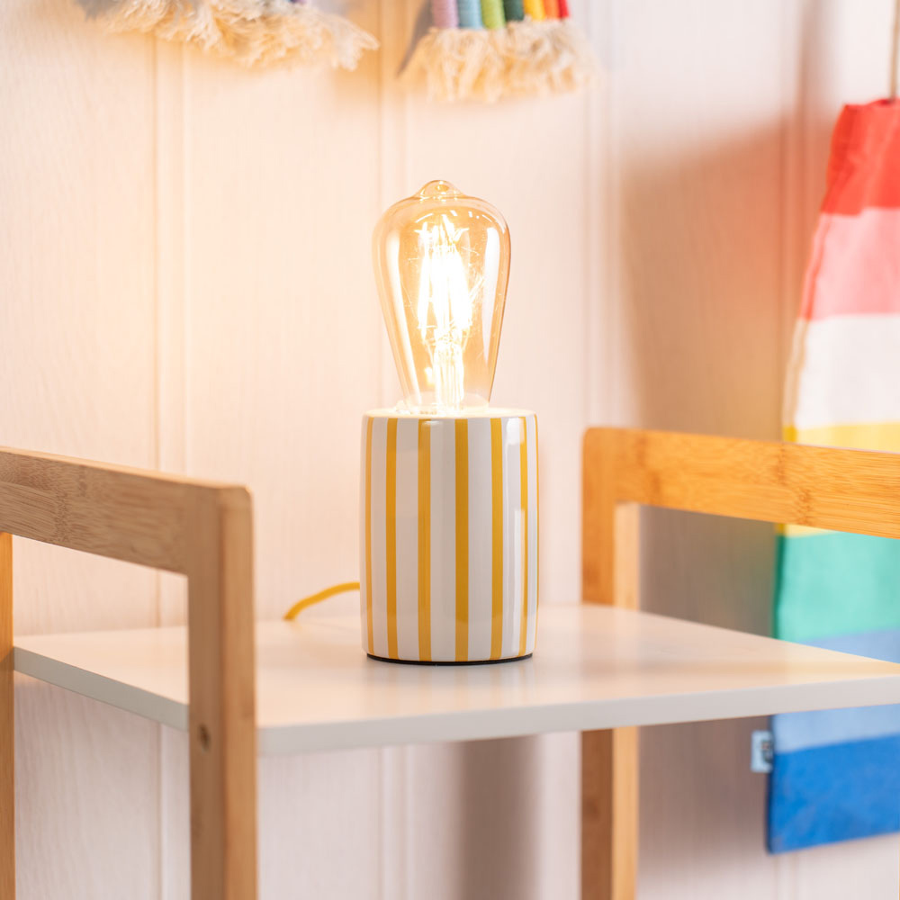 ValueLights Compact Yellow Candy Stripe LED Table Lamp Image 4
