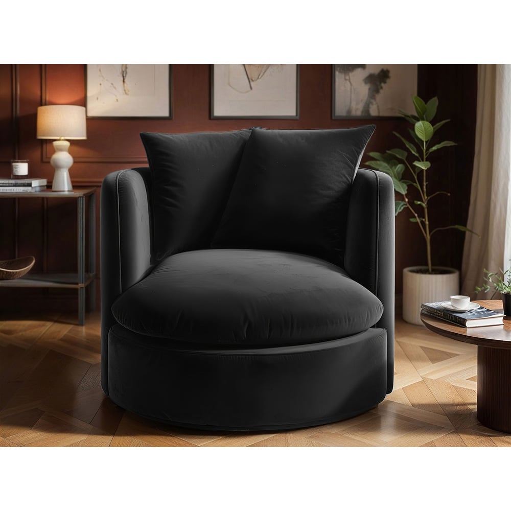 Solace+Co Maisie Grey Velvet Swivel Armchair Image 4