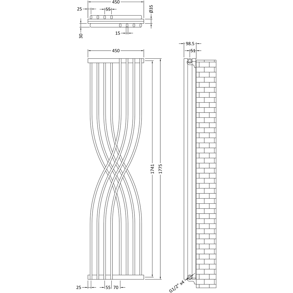 Xcite Radiator nuie Xcite High Gloss White Xcite Designer Radiator 450 x 1775mm | Homebase