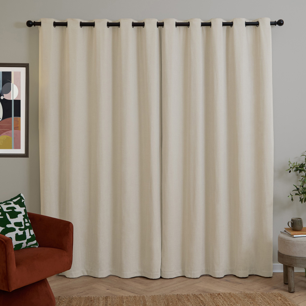 Furn Ecru Soft Chenille Blackout Eyelet Curtains 229 x 183cm Image 2