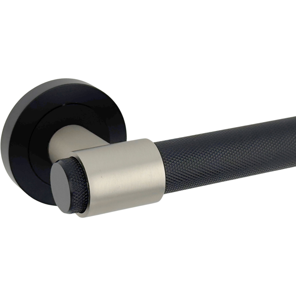 AXS Hardware Dakota Black Knurled Bathroom Door Handles on Rose 4 Pack Image 6