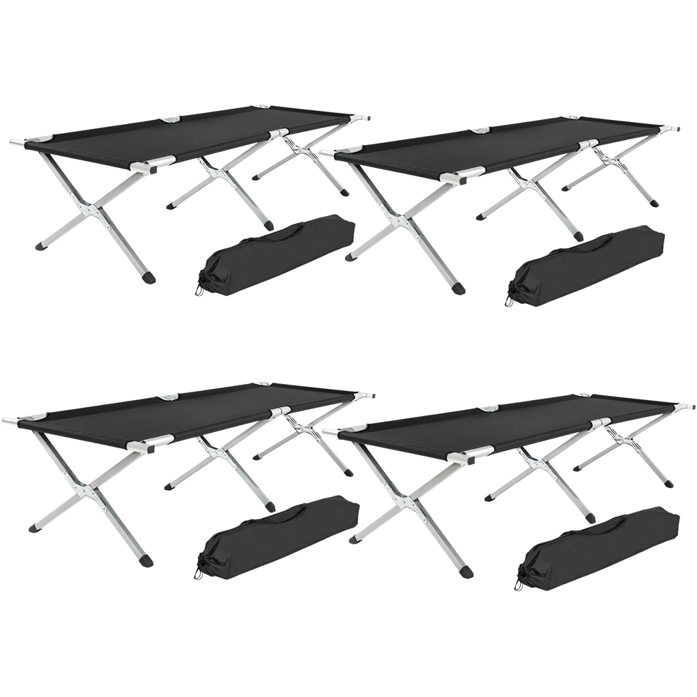 tectake Black Aluminium Camping Beds 4 Pack Image 3