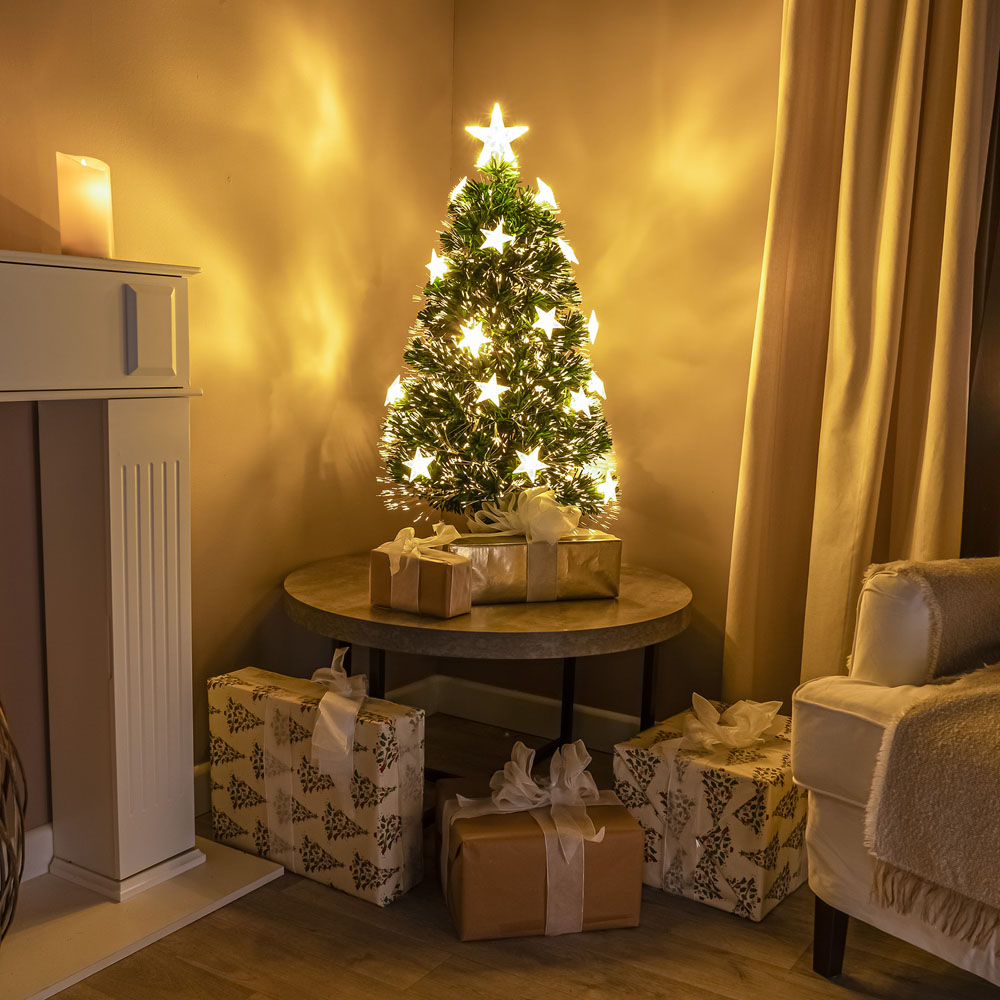 The Christmas Centre 30 Warm White LED Green Fibre Optic Artificial Xmas Tree 4ft Image 2