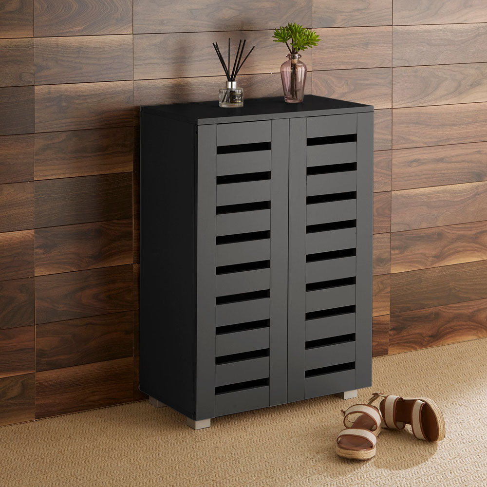 Home Source Oslo 2 Door Black Shoe Cabinet Image 9