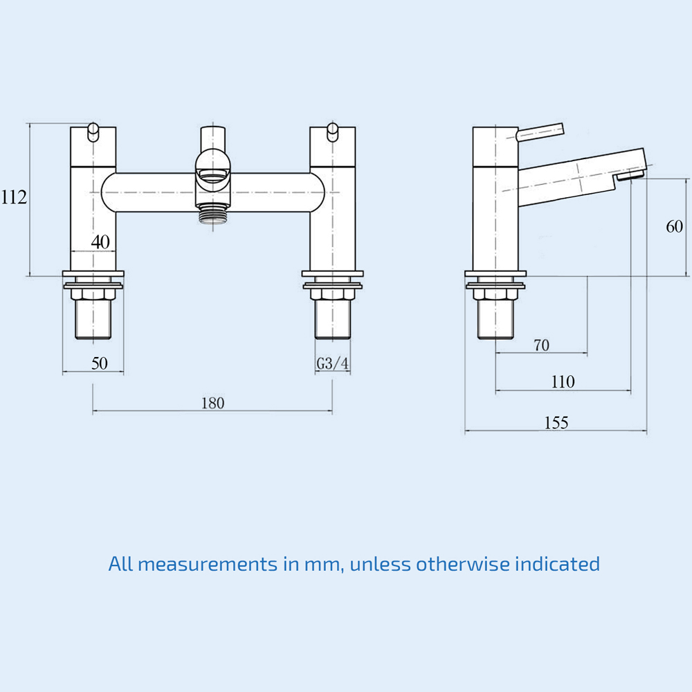 Nes Home Bridge Chrome Round Bath Shower Mixer with Handset and Basin Mixer Tap Image 3