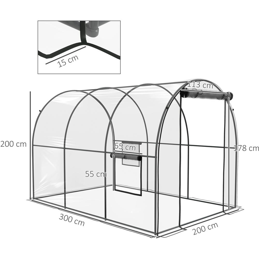 Outsunny Clear 6.5 x 10ft Walk In Polytunnel Greenhouse  Image 7
