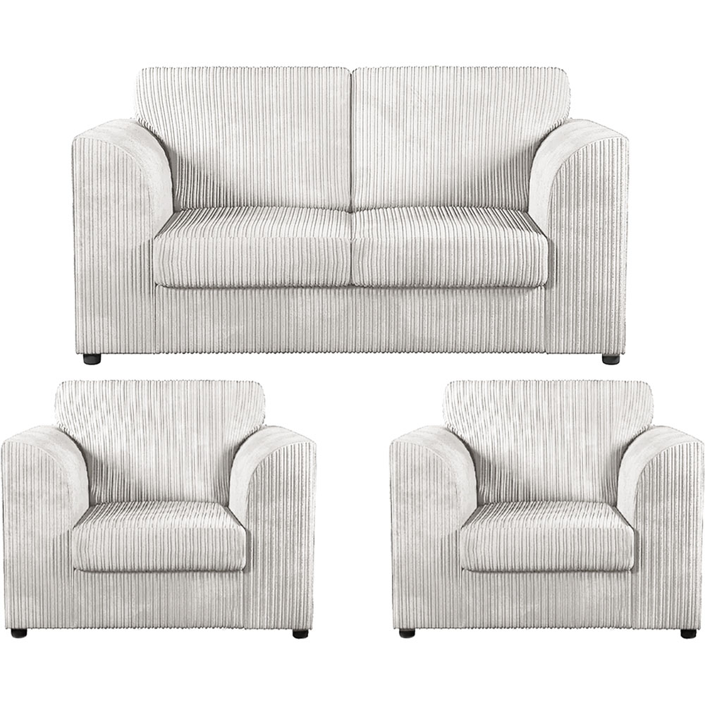 Luxor 4 Seater Silver Jumbo Cord Full Back Sofa Suite Image 2
