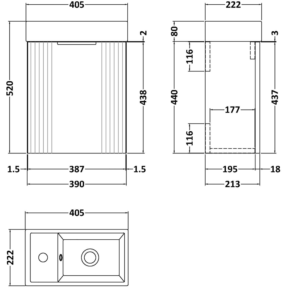 nuie Deco 400mm Satin Blue Wall Hung Unit with WC and Tap Image 2