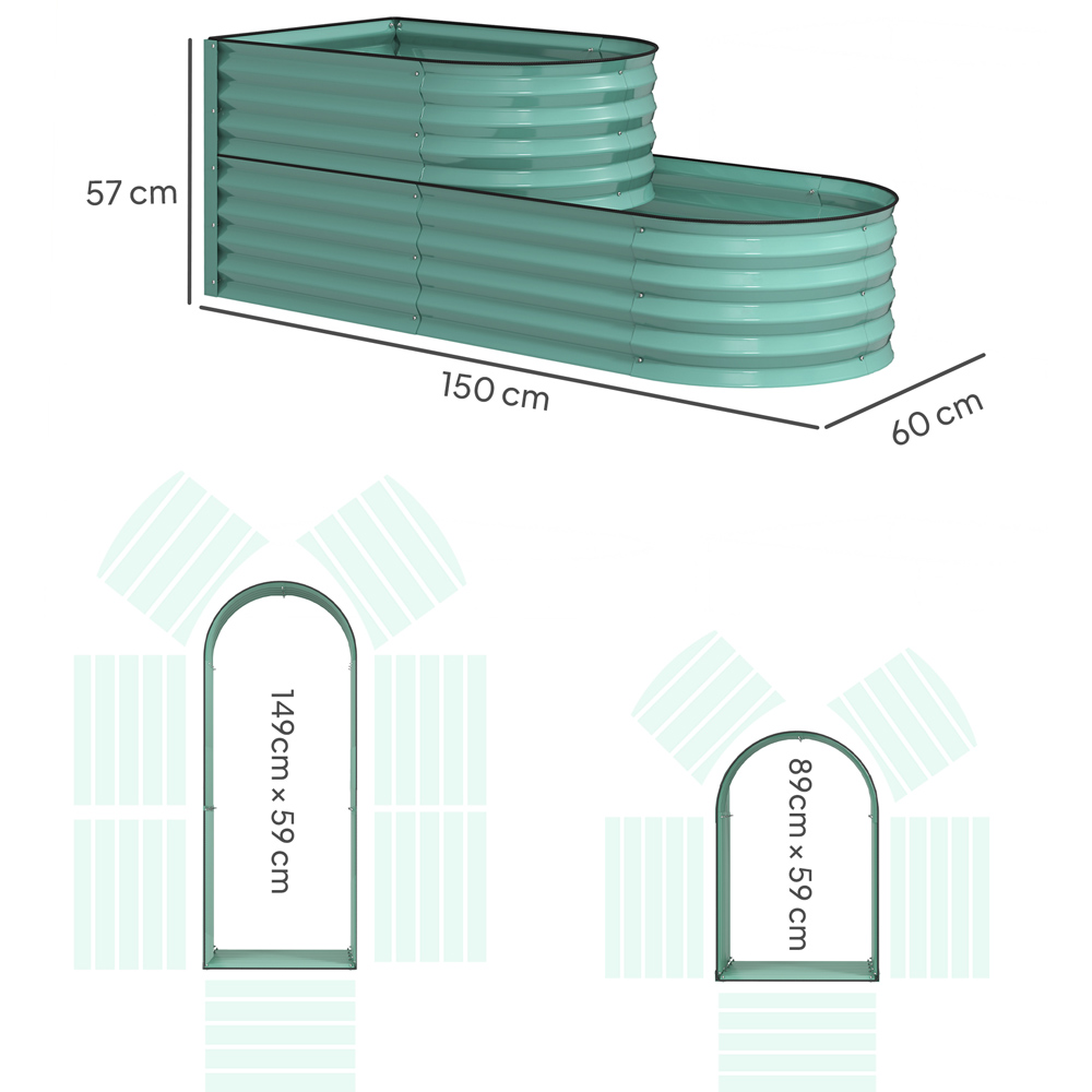 Outsunny 2 Tier Dark Green Galvanised Raised Garden Bed Image 8