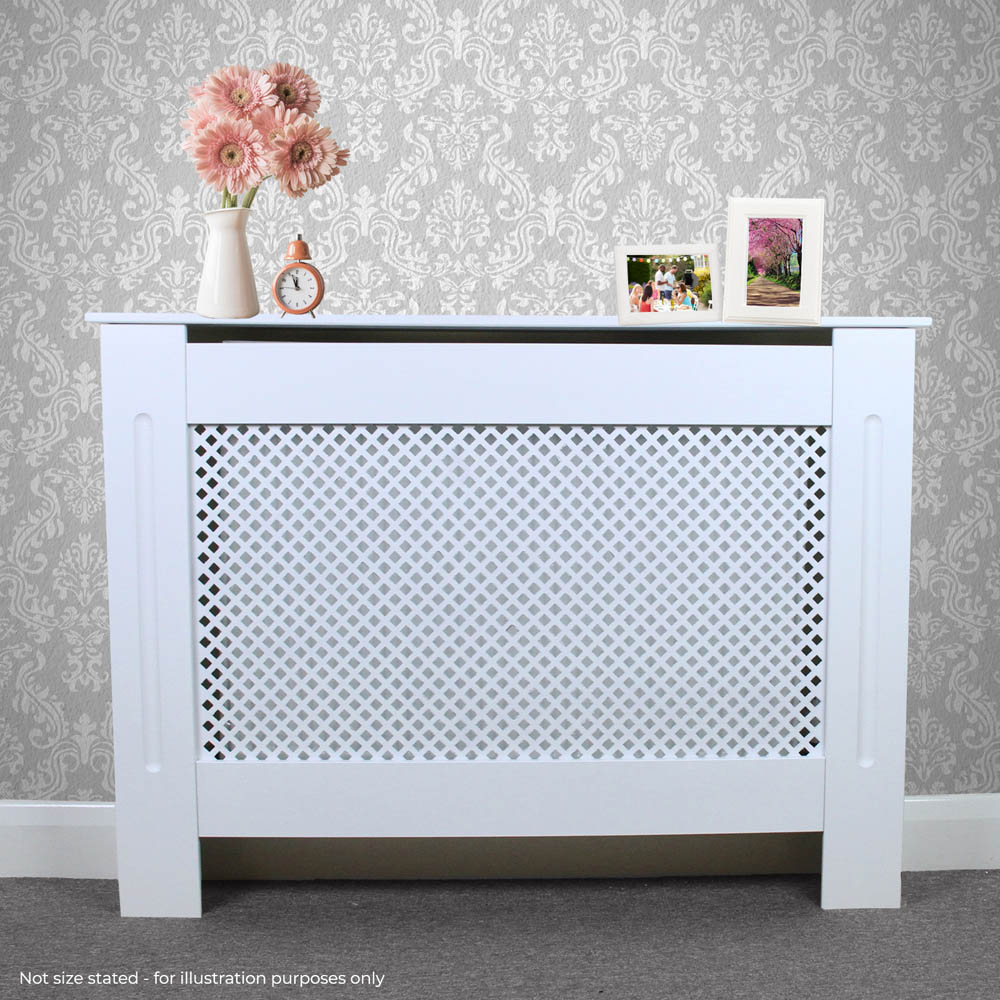 Monster Shop MDF White Diamond Grill Radiator Cover 172cm Image 2