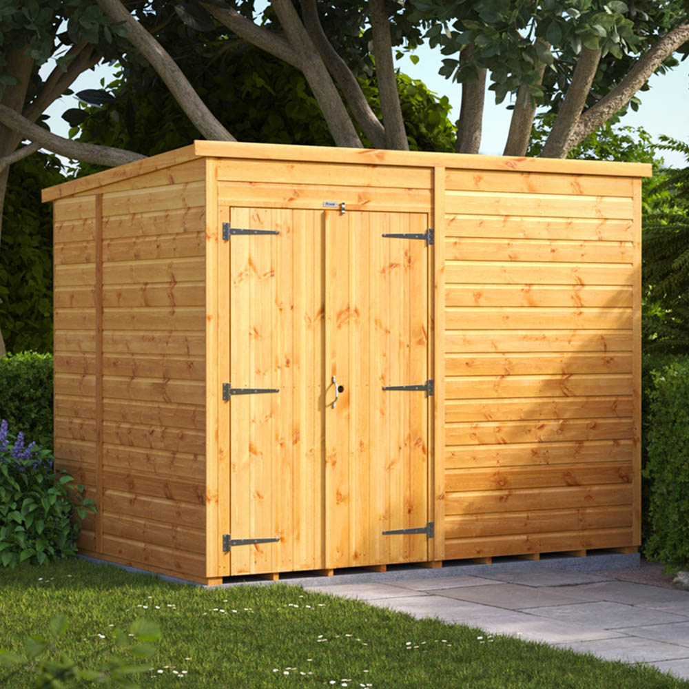 Power Sheds 8 x 6ft Double Door Pent Wooden Shed Image 2